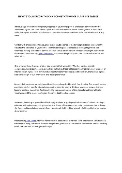 Ppt - Elevate Your Décor: The Chic Sophistication Of Glass Side Tables ... pertaining to Elevate Your Decor with Chic Pink MDF End Tables